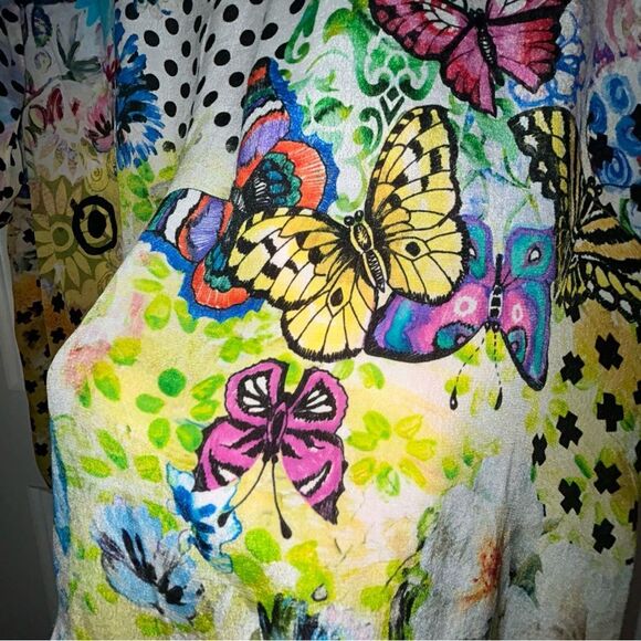 Shana 1/4 Button Down Viscose Silk Mix Print Tunic Blouse Shirt Top - Picture 8 of 14